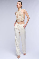 DRAMATIC HIGH COLLAR PEARL TOP