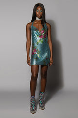 LANA FLORAL CHAINMAIL MINI DRESS
