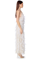 DREAM GIRL FEATHER EMBELLISHED MAXI DRESS