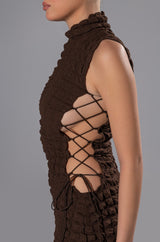 SAVANNAH TEXTURED LACE UP MINI DRESS