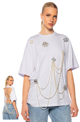 DRIPPING IN JEWELS EMBELLISHED T SHIRT