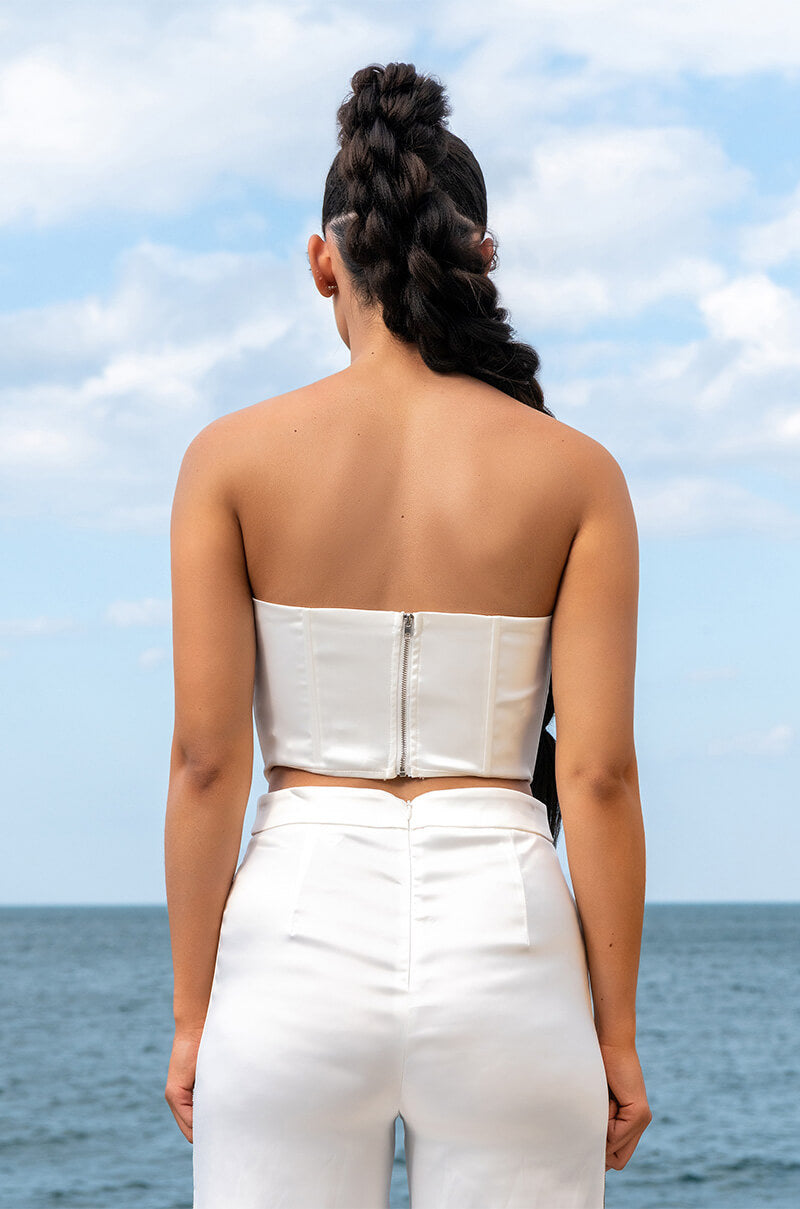 SOPHIE RHINESTONE SATIN BUSTIER
