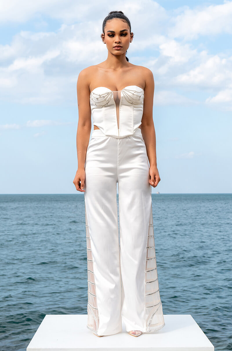 SOPHIE RHINESTONE SATIN BUSTIER