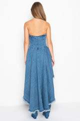 DUSK TILL DAWN DISTRESSED DENIM CORSET BLOUSE