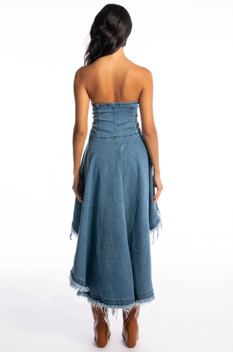 DUSK TILL DAWN DISTRESSED DENIM CORSET BLOUSE