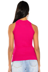 DYNAMITE MOCK NECK TWIST DETAIL SLEEVELESS KNIT TOP
