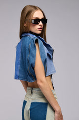 EASY LOVING CROP DENIM TOP