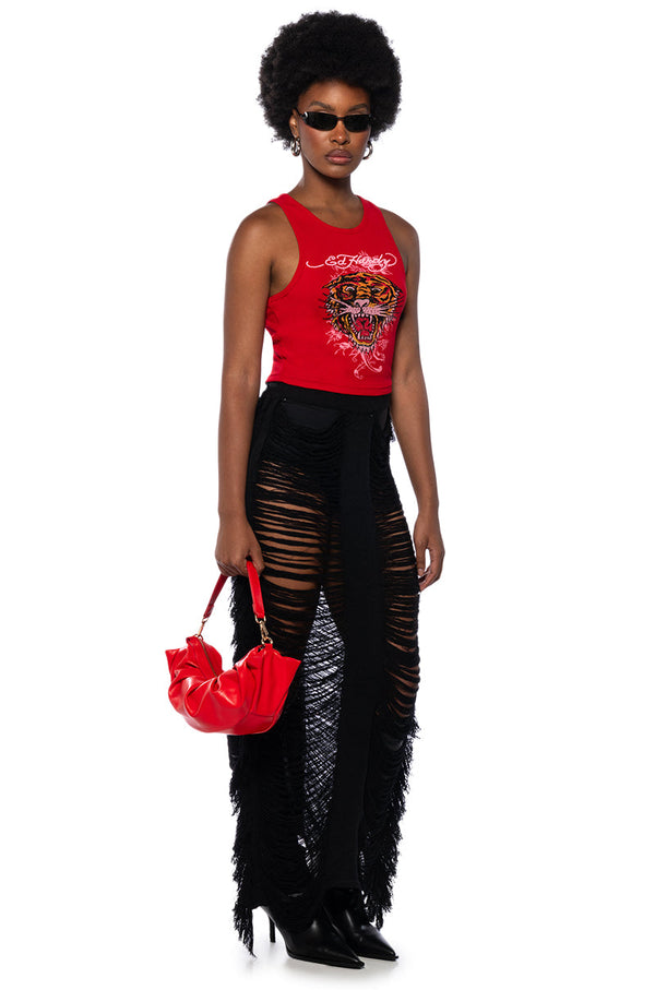 ED HARDY RHINESTONE TIGER RIB KNIT TANK