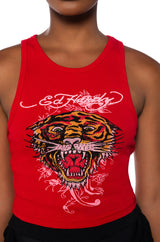 ED HARDY RHINESTONE TIGER RIB KNIT TANK