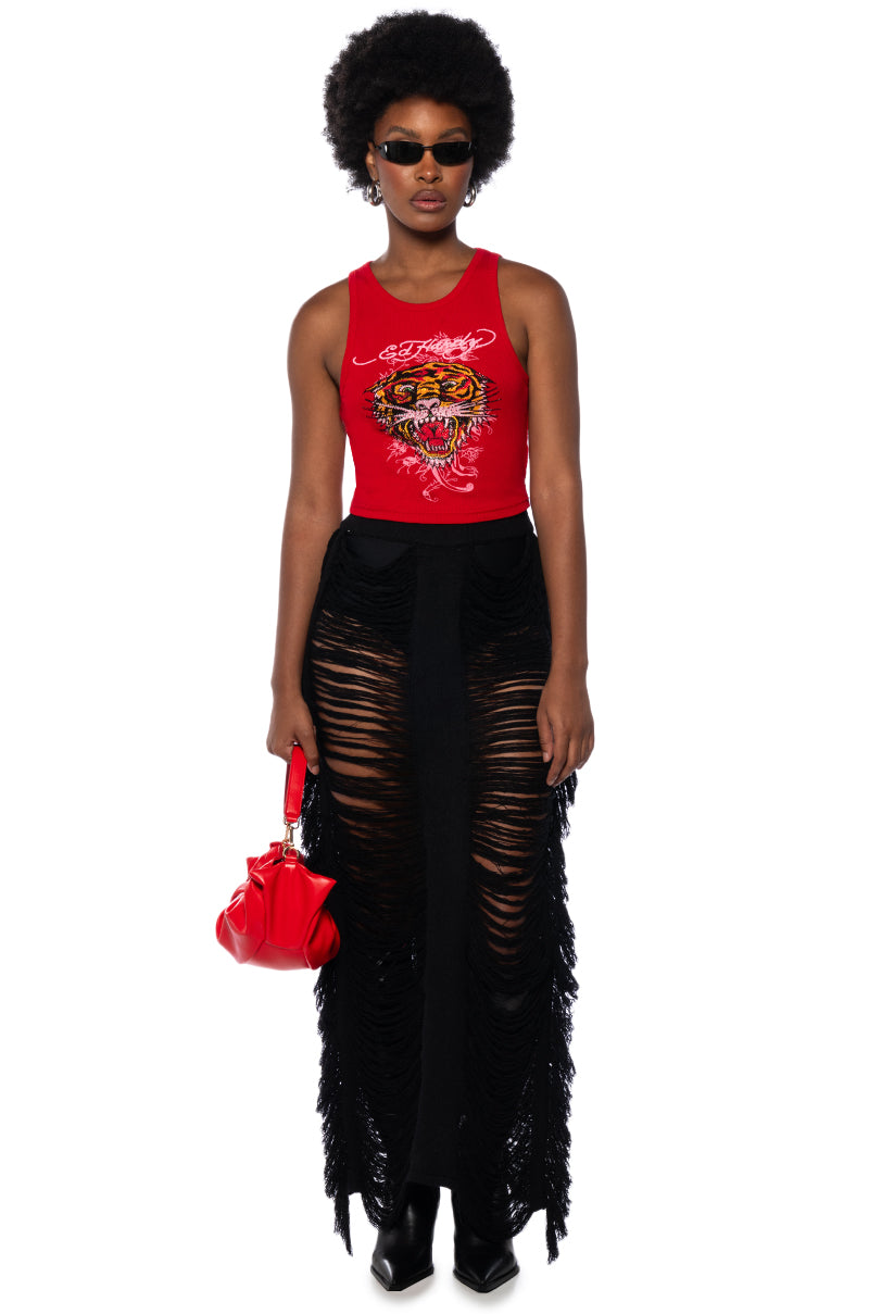 ED HARDY RHINESTONE TIGER RIB KNIT TANK