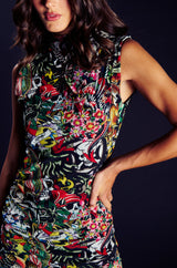 ED HARDY TATTOO COLLAGE PRINT MIDI DRESS