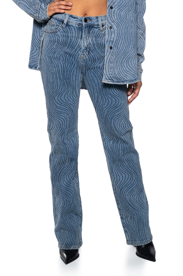 EFFORTLESS GLAM RHINESTONE STRAIGHT LEG JEAN