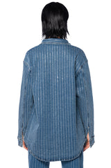 EFFORTLESS GLAM RHINESTONE STRIPE BUTTON DOWN SHIRT