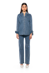EFFORTLESS GLAM RHINESTONE STRIPE BUTTON DOWN SHIRT