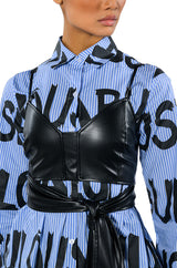 EFFORTLESSLY FAB BRA DETAIL LAYERED BUTTON DOWN BLOUSE