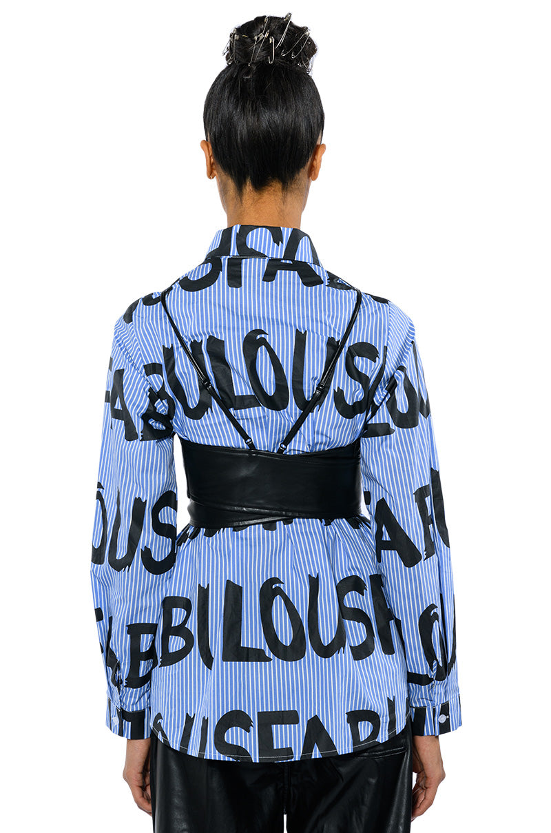 EFFORTLESSLY FAB BRA DETAIL LAYERED BUTTON DOWN BLOUSE