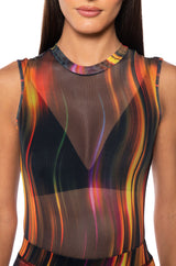 ELECTRIC FEVER MOCK NECK BODYSUIT