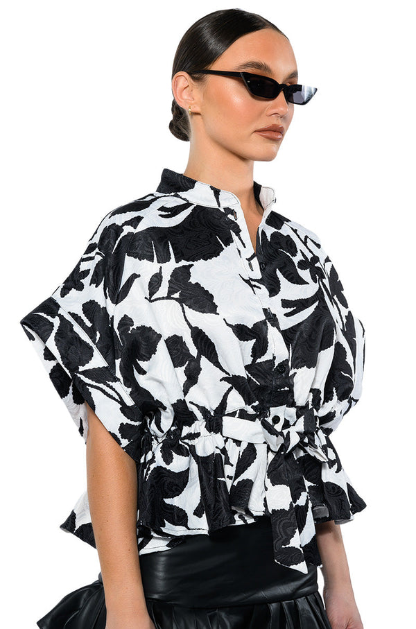 CARLI POPLIN TIE FRONT BLOUSE