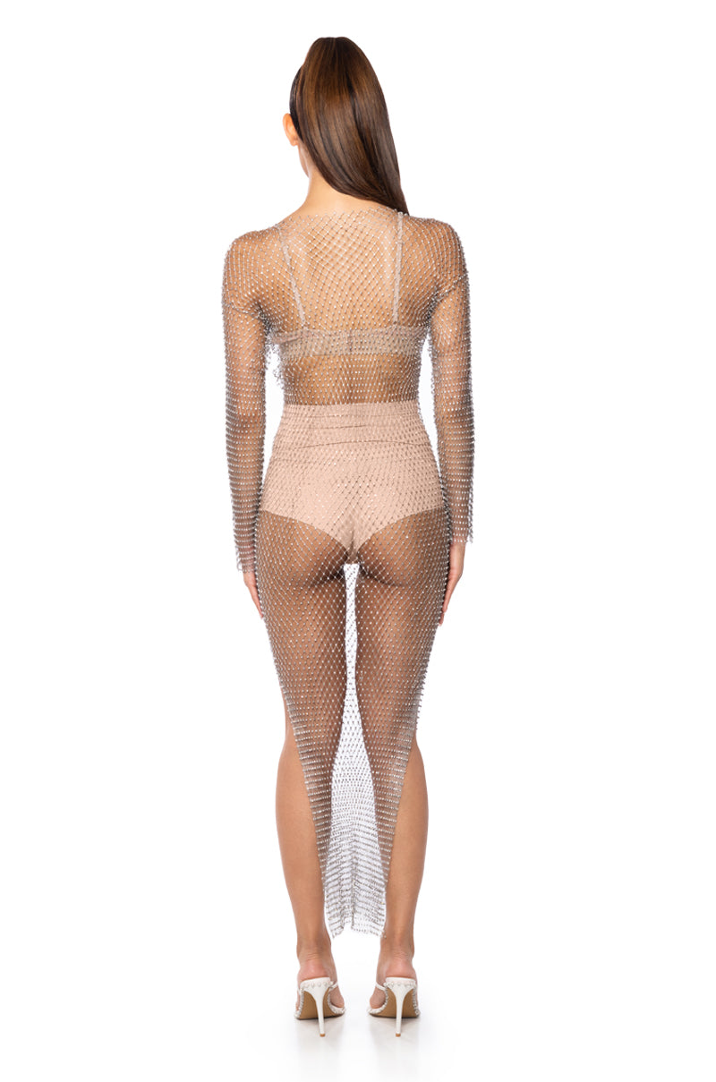 ELENA RHINESTONE SHEER MAXI DRESS
