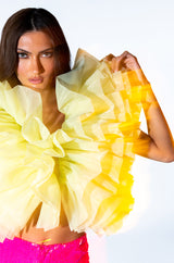 ELENA STATEMENT RUFFLE TOP IN YELLOW