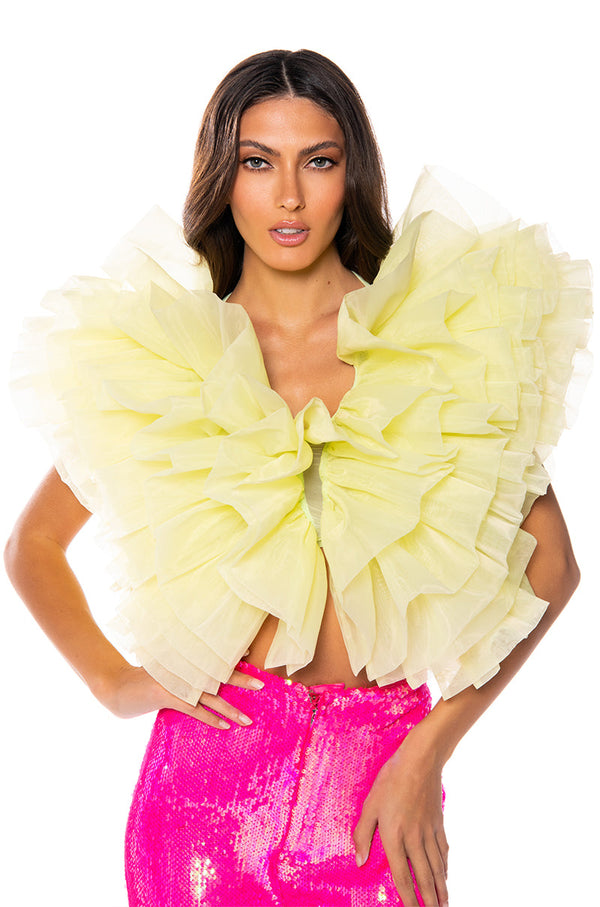 ELENA STATEMENT RUFFLE TOP IN YELLOW