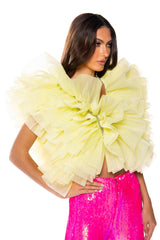 ELENA STATEMENT RUFFLE TOP IN YELLOW