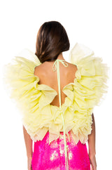 ELENA STATEMENT RUFFLE TOP IN YELLOW