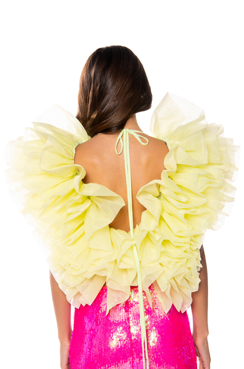 ELENA STATEMENT RUFFLE TOP IN YELLOW