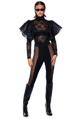 ELEVATE MY MIND FLOUNCE TULLE SHOULDER BLOUSE