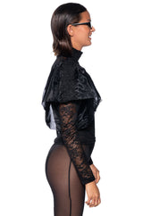 ELEVATE MY MIND FLOUNCE TULLE SHOULDER BLOUSE