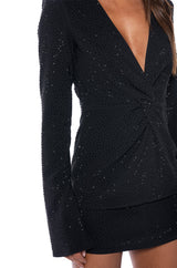 ELIANA TWIST DETAIL EMBELLISHED LONG SLEEVE MINI DRESS