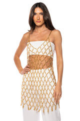 ELODIE CHAIN CHAIN MINI DRESS IN GOLD