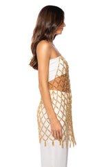 ELODIE CHAIN CHAIN MINI DRESS IN GOLD