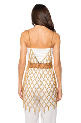ELODIE CHAIN CHAIN MINI DRESS IN GOLD