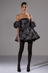 ELOISE OFF THE SHOULDER BROCADE DRESS