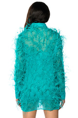 ELSIE FEATHER DETAIL SHIRT DRESS