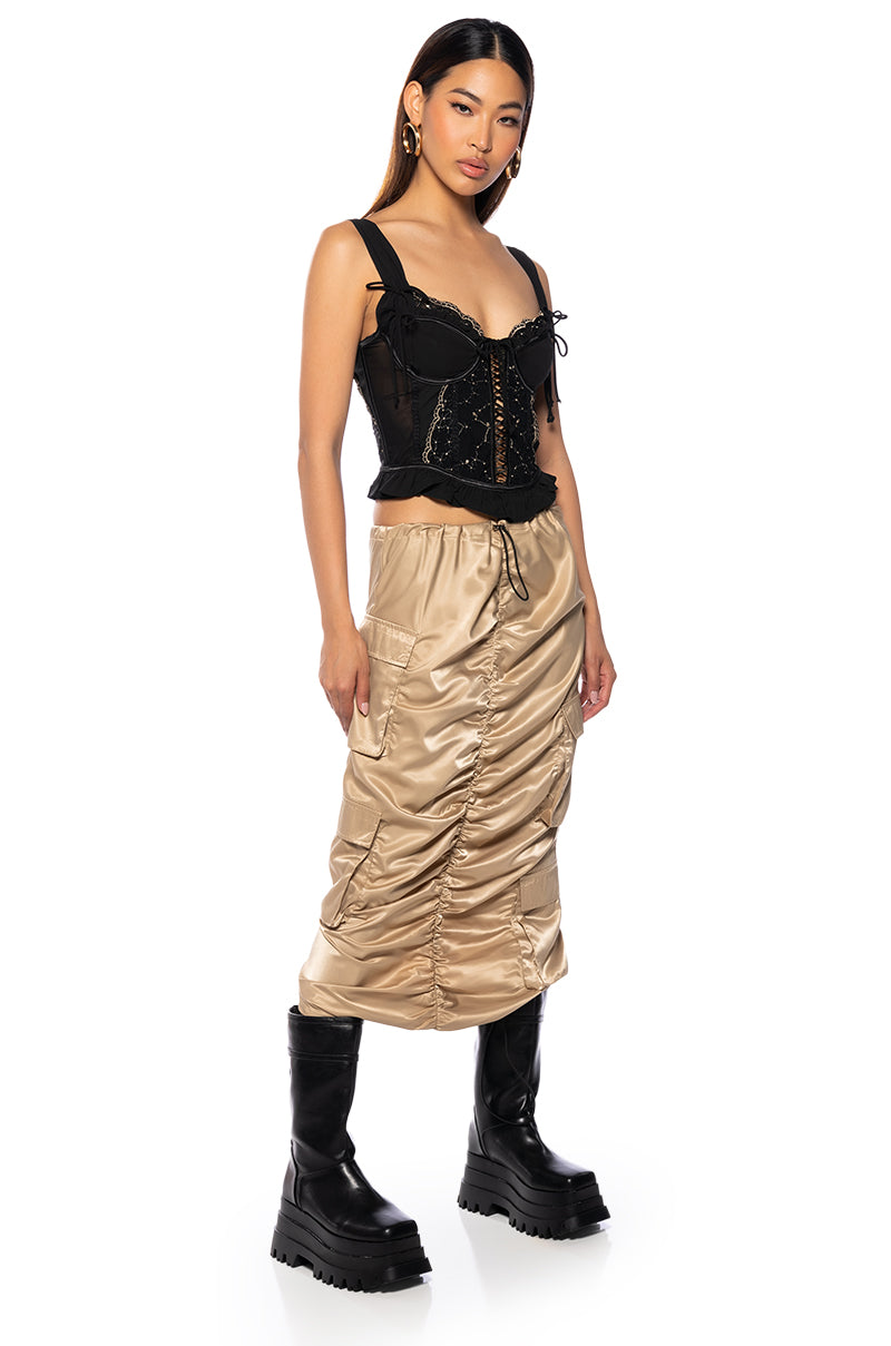 EMBER EMBROIDERED CAP SLEEVE CORSET