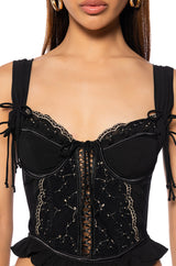 EMBER EMBROIDERED CAP SLEEVE CORSET