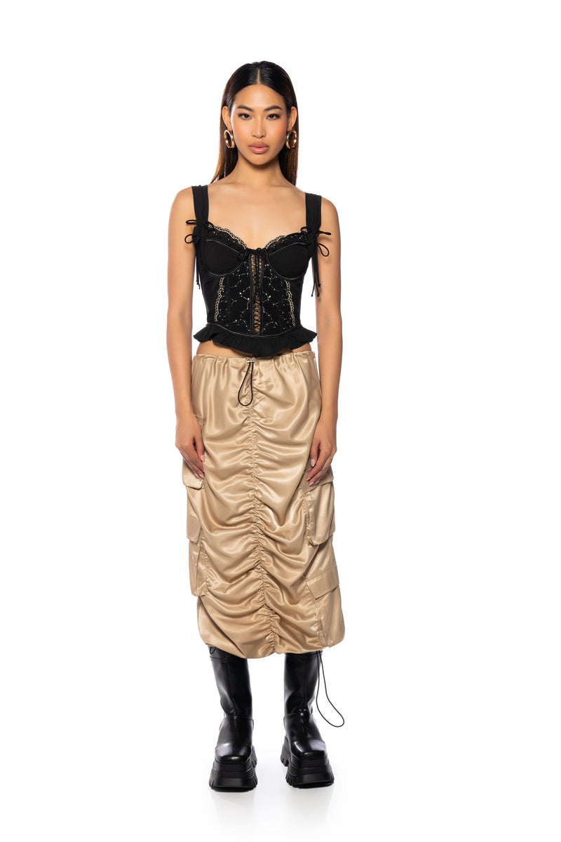 EMBER EMBROIDERED CAP SLEEVE CORSET