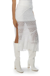 EMELIA LACE TRIM TIERED MIDI SKIRT