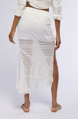 EMELIA LACE TRIM TIERED MIDI SKIRT