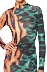 EMERALDS AND ANIMAL MIDI DRESS
