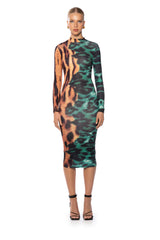 EMERALDS AND ANIMAL MIDI DRESS