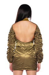 EMILIA ZIP UP PUFFER OPEN BACK DRESS