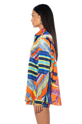 EMMINA SATIN PRINTED BUTTON DOWN