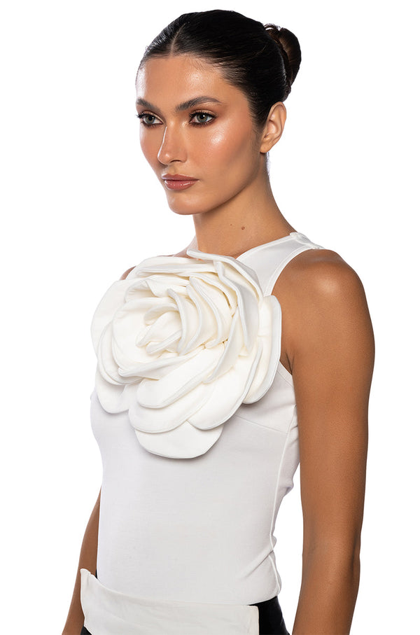ENCHANTRESS FLOWER DETAIL SLEEVELESS BODYSUIT