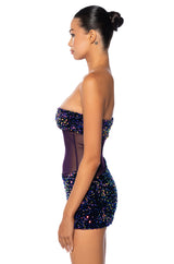ENJOY THE VIEW MESH PANEL DRESS IN DARK PURPLE
