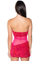 ENJOY THE VIEW MESH PANEL SEQUIN MINI DRESS