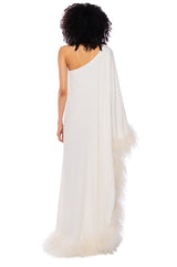ELIZA ONE SHOULDER FEATHER MAXI
