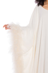 ELIZA ONE SHOULDER FEATHER MAXI